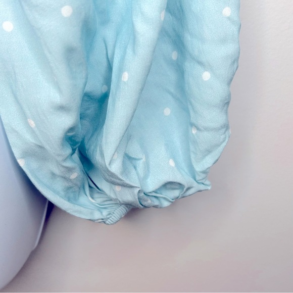 Charlie Holiday Blue Polka Dot Long Sleeve Crop Top Size 8 - Picture 5 of 7